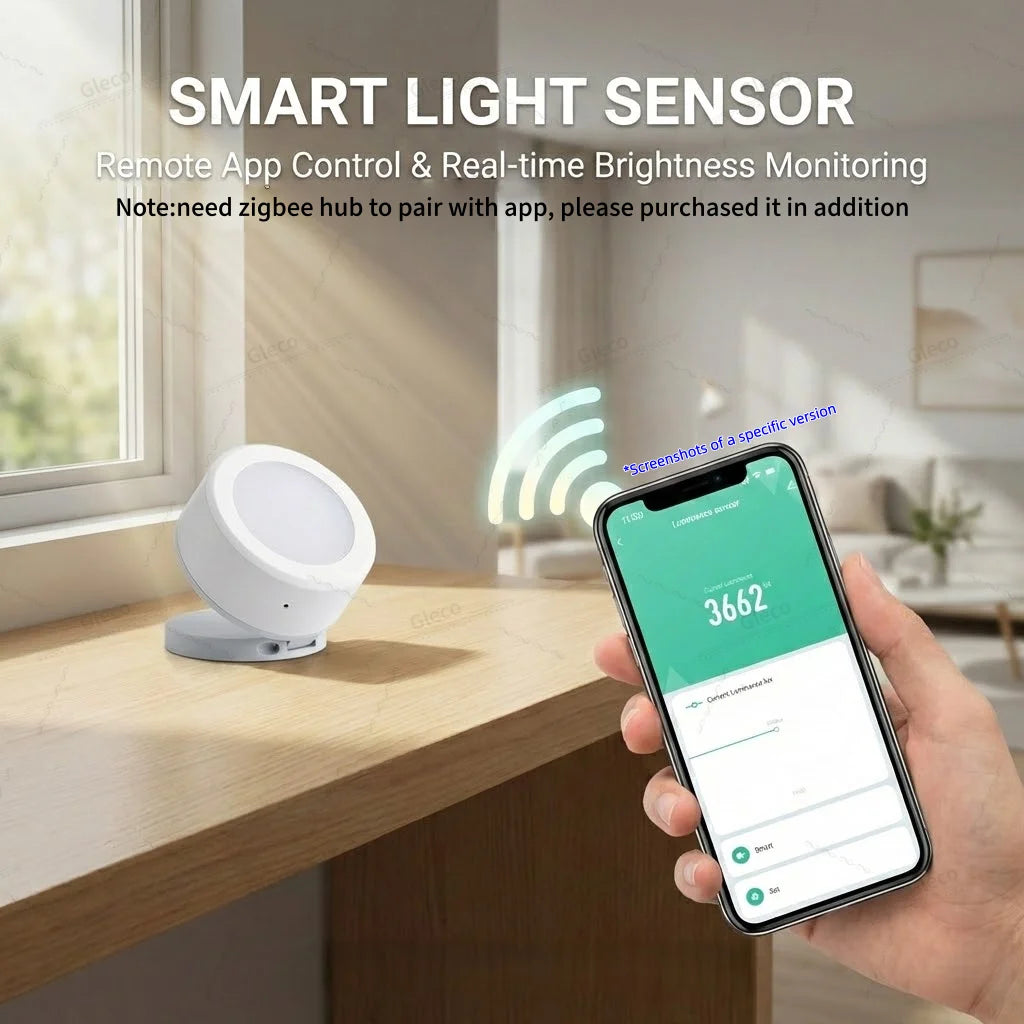 Tuya ZigBee Smart Light Brightness Sensor Luminance Illumination Detector Battery Powered For Smart Life Home Assistant Z2M Hub
