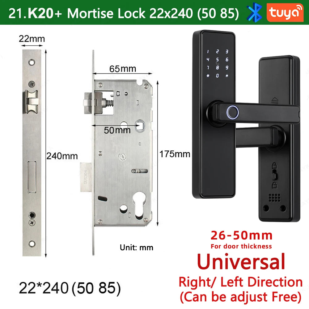 CDOK K20-Tuya Bluetooth door lock, multiple unlocking methods, suitable for office/apartment/B&B/bedroom doors