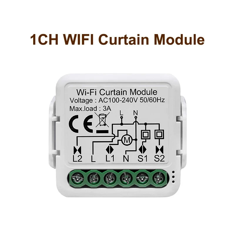 Tuya Smart Wifi Curtain Module Blind Switch for Roller Shutter Electric Motor 1/2 Gang Compatible with Alexa Google Home