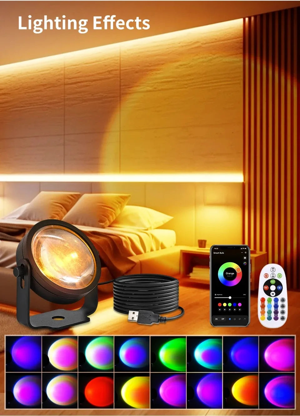 Tuya Smart Led Sunset Projector Lamp Smart Life App IR Remote Control RGB Atmosphere Spotlight Night Light for Party Photography