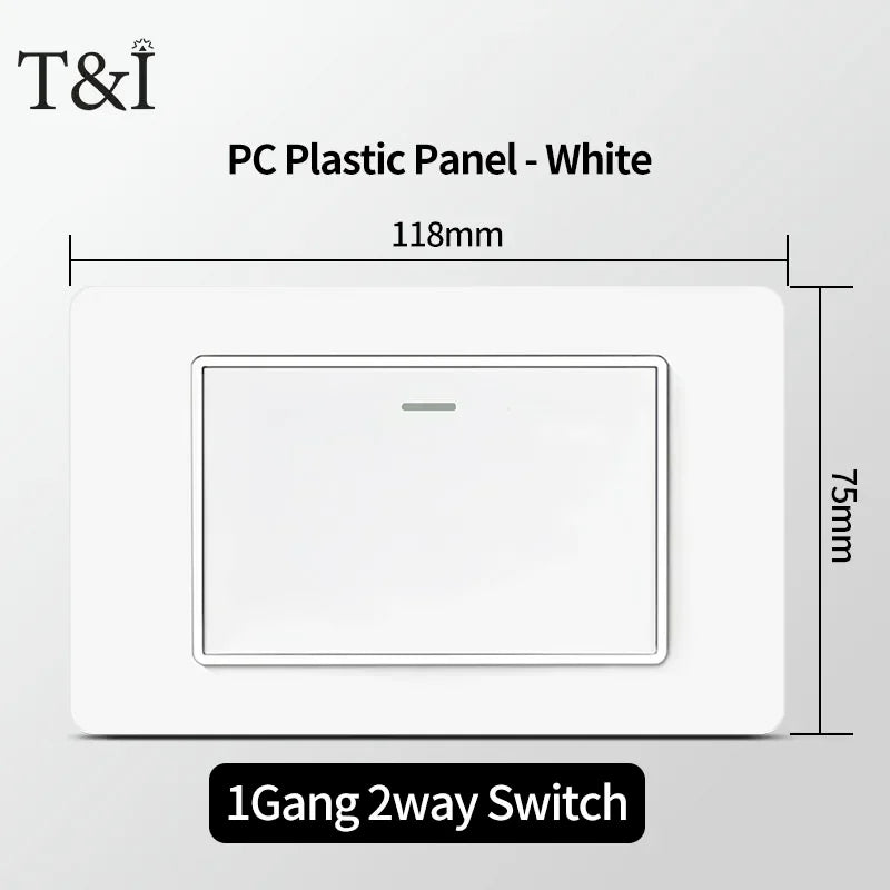 118 PC Plastic Panel Socket USB Type-C 20W Fast Charging Italy Chile Smart Wall Outlet Plug White Light Switch Home Office