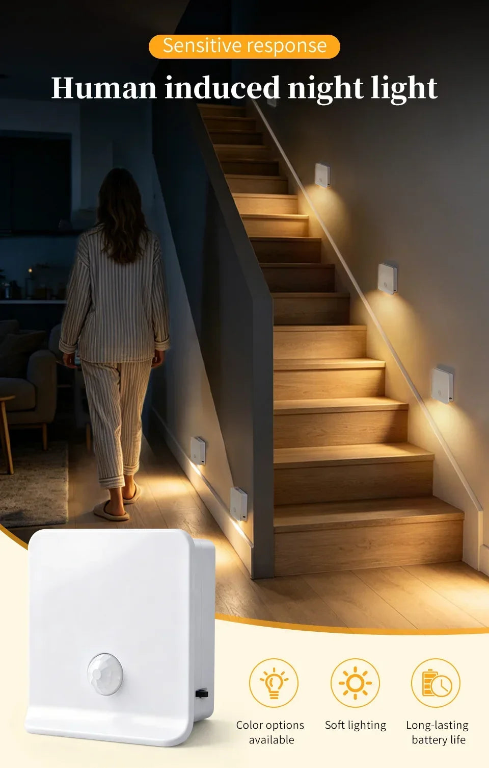 Motion Sensor Light Rechargeable Night Light Inductor Lights Kitchen Stairs Hallway Closet Bedroom Decoration Security Lighting