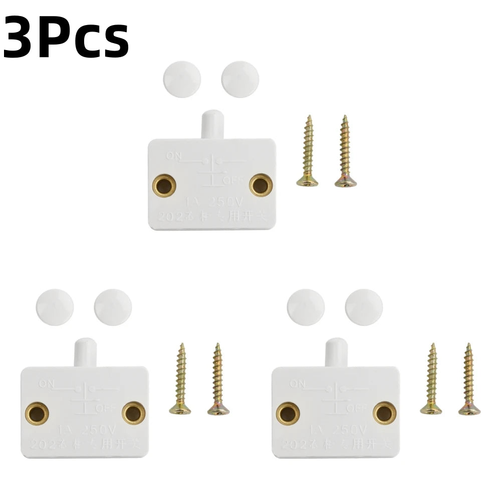 3/1Pcs 250V Automatic Reset Switch Press Touch Door Control Switch Suitable for Storage Cabinets Such as Wardrobes and Cabinets