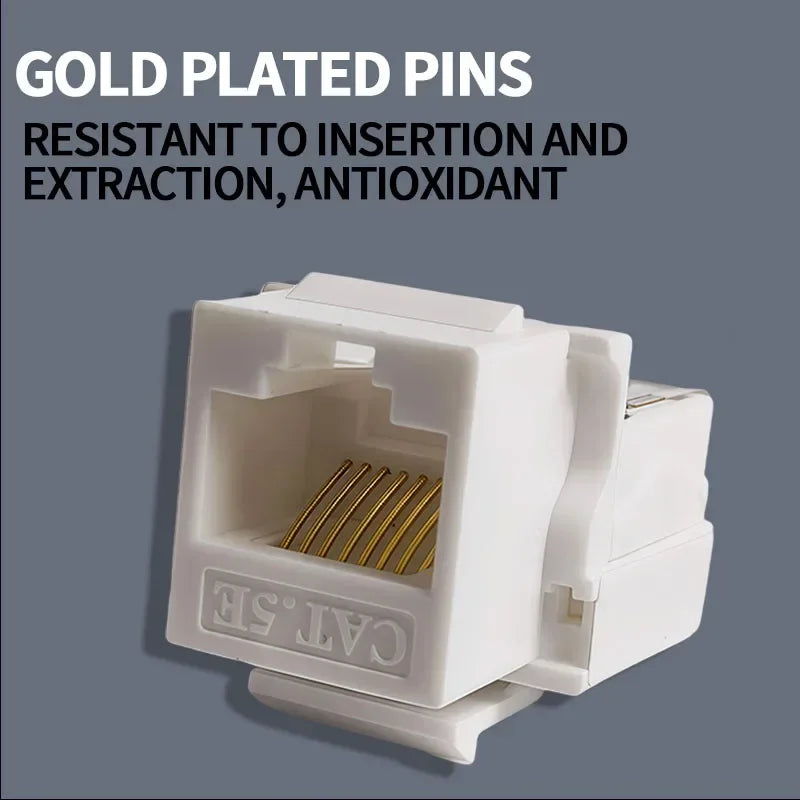 10Pcs RJ45 Cat5e Keystone Ethernet Module Internet Wall Jack Coupler Crimp Down UTP LAN Connector Insert for Data Network Socket
