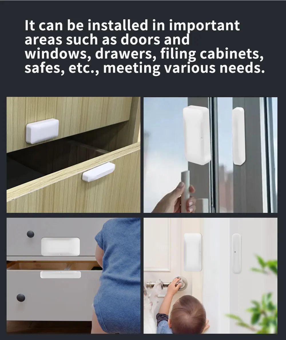 Tuya Zigbee Wireless Door Windows Sensor Mini Smart Home Wireless Door Detector Door Open Closed Alarm System for Alexa