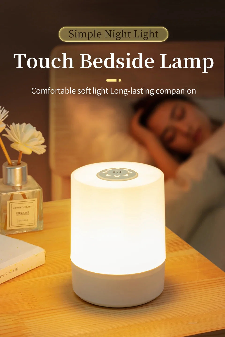 LED Touch Night Light USB Rechargeable Table Lamp With Remote Control Switch 3 Colors Dimmable Bedside Night Lamp Bedroom Decor