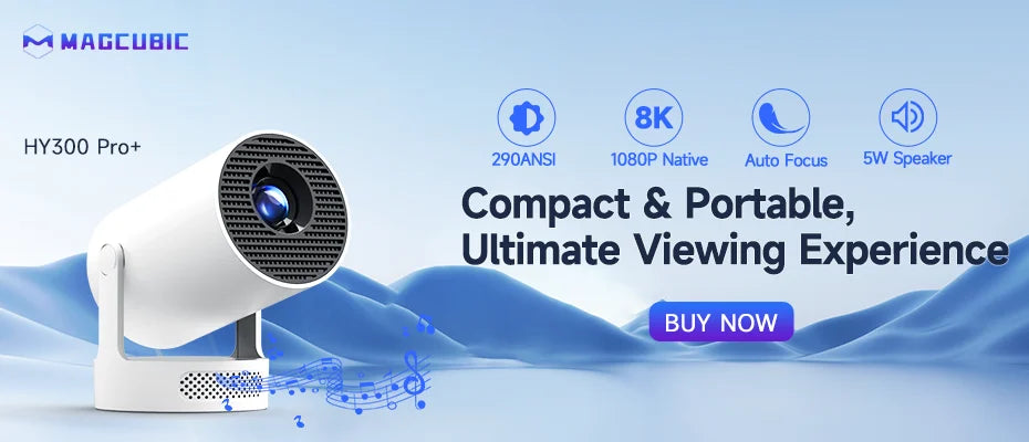 Magcubic 8K Wifi6 Projector 290ANSI Android 14 Dual WIFI Allwinner H726 BT5.0 1280*720P Home Cinema Outdoor portable HY300 Pro +