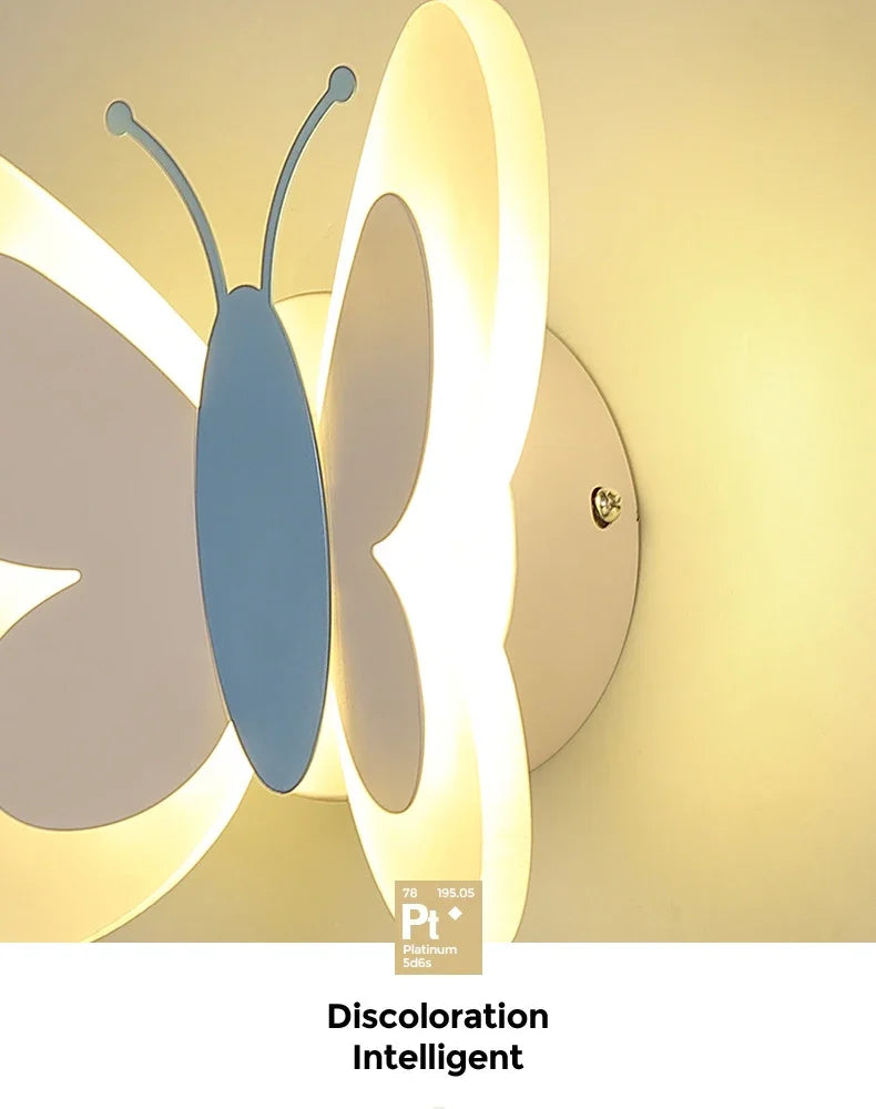 Modern LED Butterfly Wall Light For Bedroom Children's Room Bedside Wall Lamp Creative Personality Wall Decor Butterfly Sconce