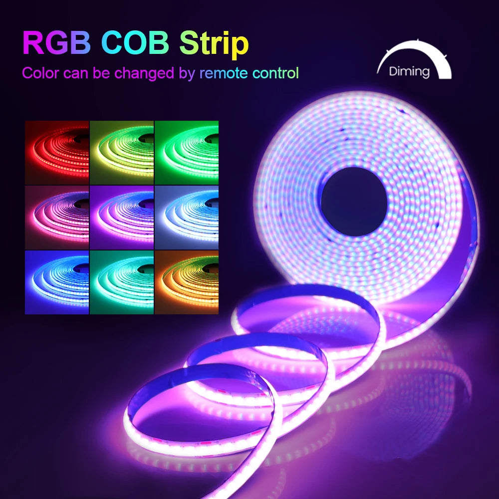 5V AA Battery RGB COB LED Strip Light Smart Bluetooth Dimmable Color Changing Flexible Tape Ribbon TV BackLight 17/24/44Key