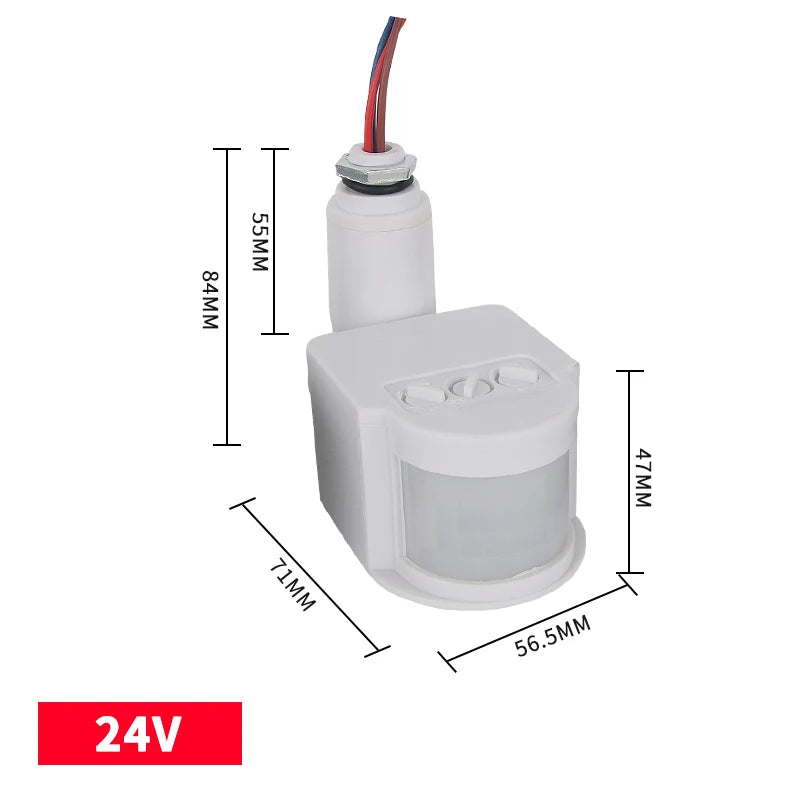 12V Motion Sensor 220V/110V PIR Movement Detector Automatic Infrared Wall Mount Timer Outdoor 24V LED Motion Sensor Light Switch