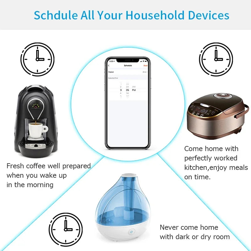 Tuya Smart Socket EU 16A AC100-240V WiFi Smart Plug with Power Monitoring Outlet Alexa Google Home Voice Control Smart Life APP