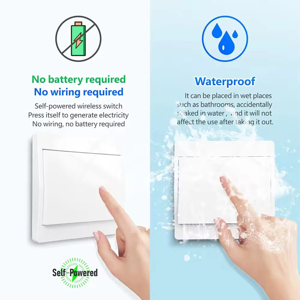 433MHz Wireless Self-Powered Light Switch AC 110V 220V Receiver RF 86 Wall Switch No need Battery for Home Appliance LED Lamp