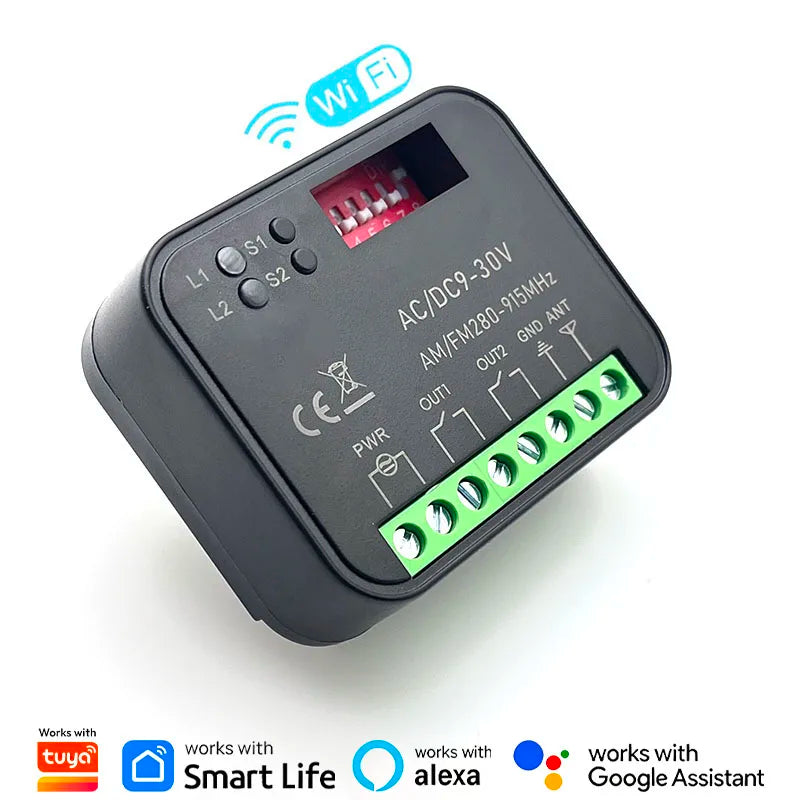 Work With Tuya WiFi Switch Universal RX-MULTI Garage Door Gate Remote Control Receiver Smart Controller 300-868MHz 9-30V 85-250V