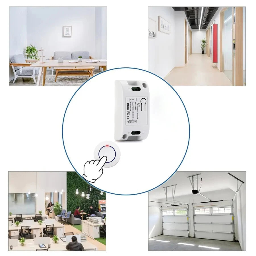433MHz Wireless Light Switch 10A Relay Breaker Remote Control 220V 110V Mini Round Button Wall Switch for Home LED Lamp