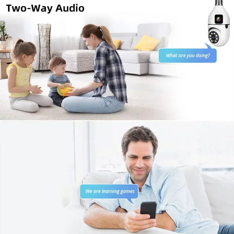 8MP E27 Bulb Surveillance Camera Wifi Camera Dual Lens Security Wireless Baby Monitor Two-way Automatic Human Tracking Monitor