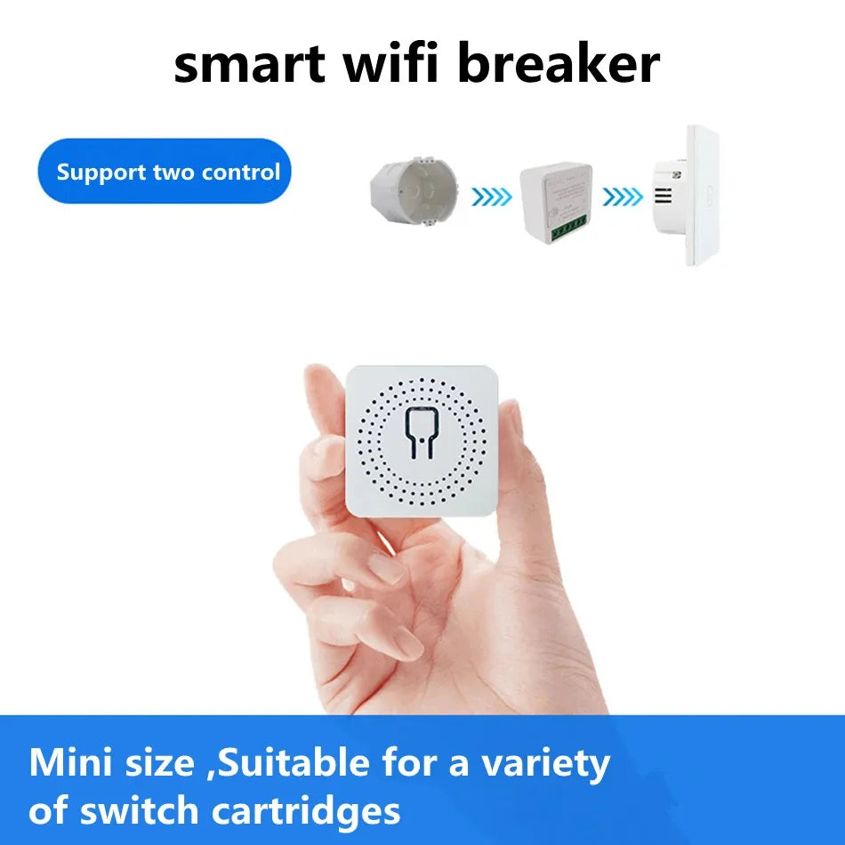 Mini Wifi Smart Switch 2 Way Control works with Tuya app 16A Switches Alexa Yandex Alice Smart Google Home APP Voice Control