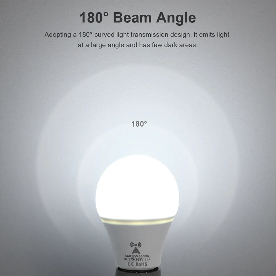 12W 220V LED Night Light Lamp Built-in Radar Motion Sensor/Light Sensor E27 LED Bulb For Corridor Stair Outdoor Garden Lighting