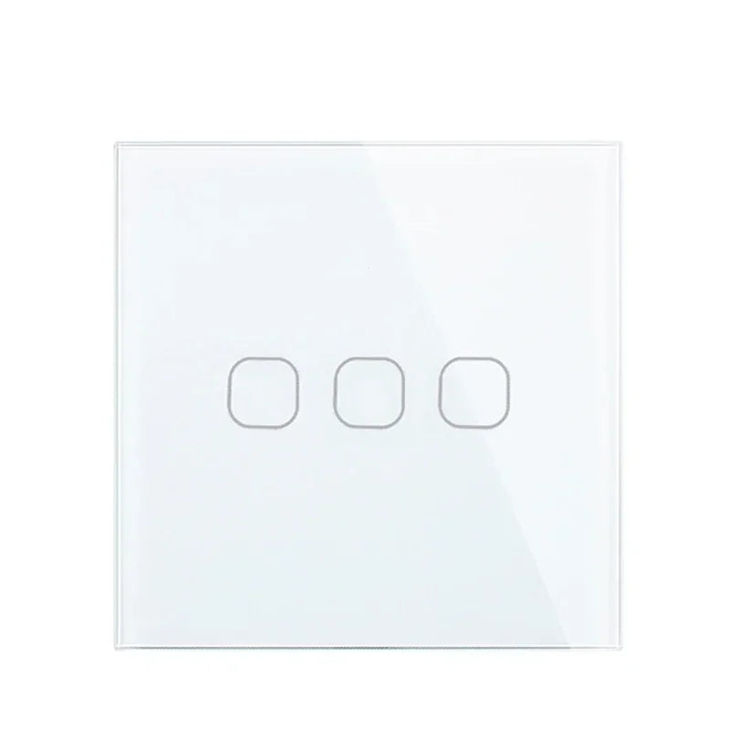 Touch Switch EU/UK Standard White Crystal Glass Panel Touch Switch, AC220V,1 Gang 1 Way, EU Light Wall Touch Screen Switch