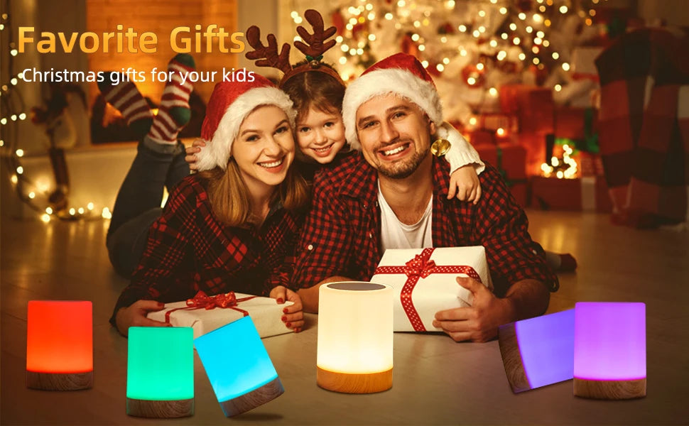 16 Colors Night Light Smart Touch Bedside Table Lamp RGB USB Rechargeable Desk Lamp Bedroom Decoration Gift Dining Table Light