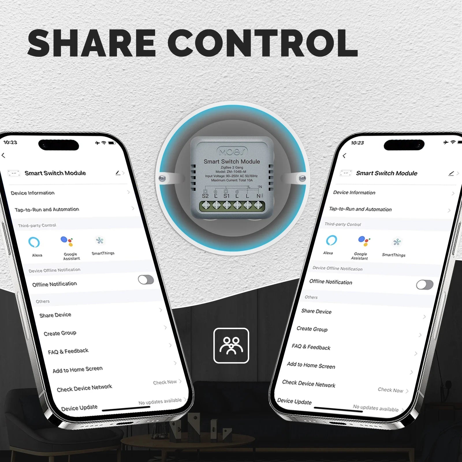 MOES Star Ring Series Mini Tuya WiFi/Zigbee Smart Switch DIY Module Light Switch 1/2 Gang Remote Control Work Alexa Google Home