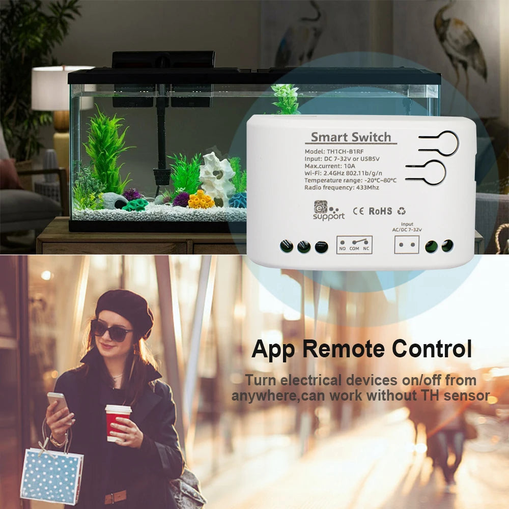 Smart Temperature Humidity Wifi Switch 10A 2000W Intelligent Monitoring Thermostat Compatible with Ewelink Alexa Google Home