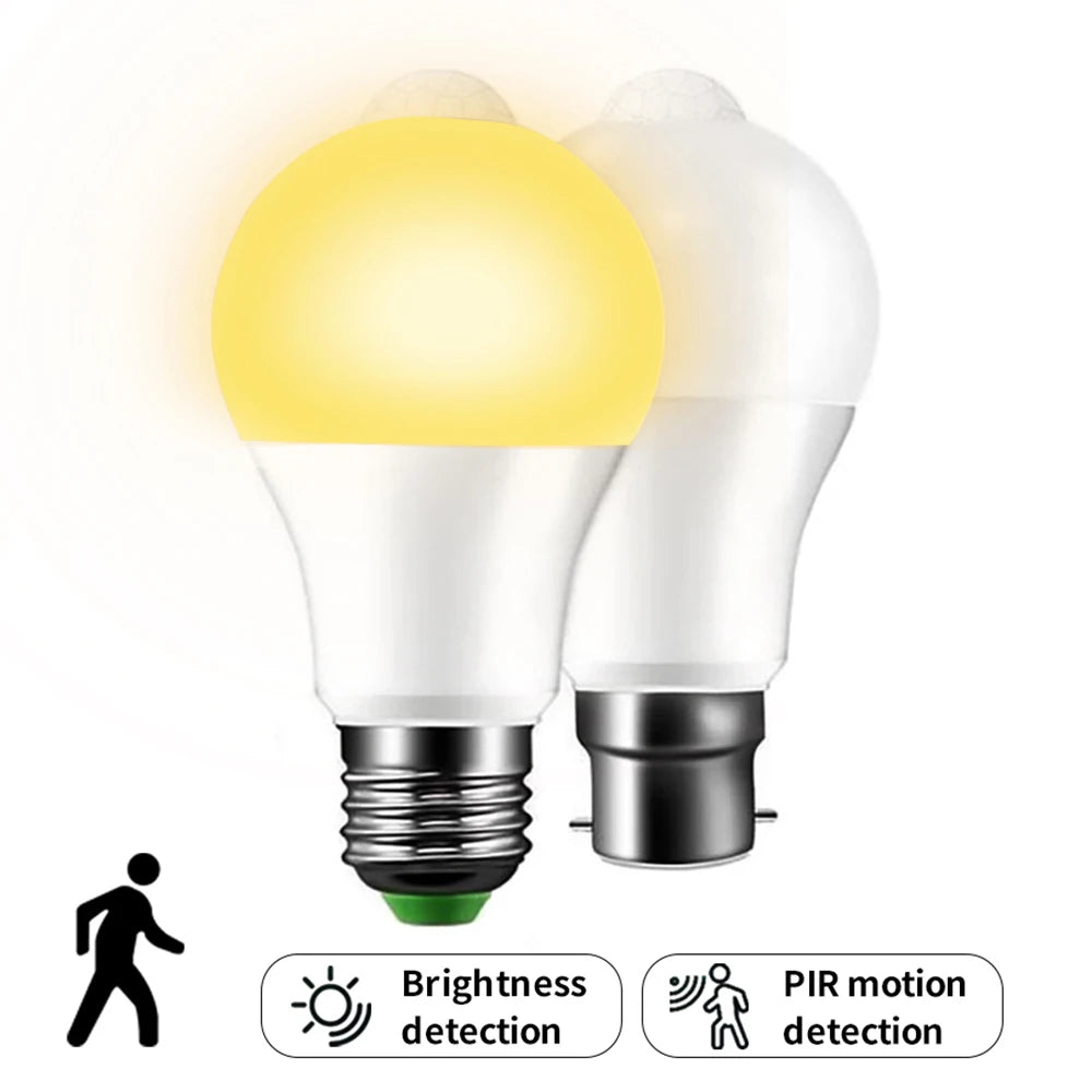 12W E27 LED Motion Sensor Bulb PIR Infrared Auto ON/OFF Night Light for Living Room Parking Hallway