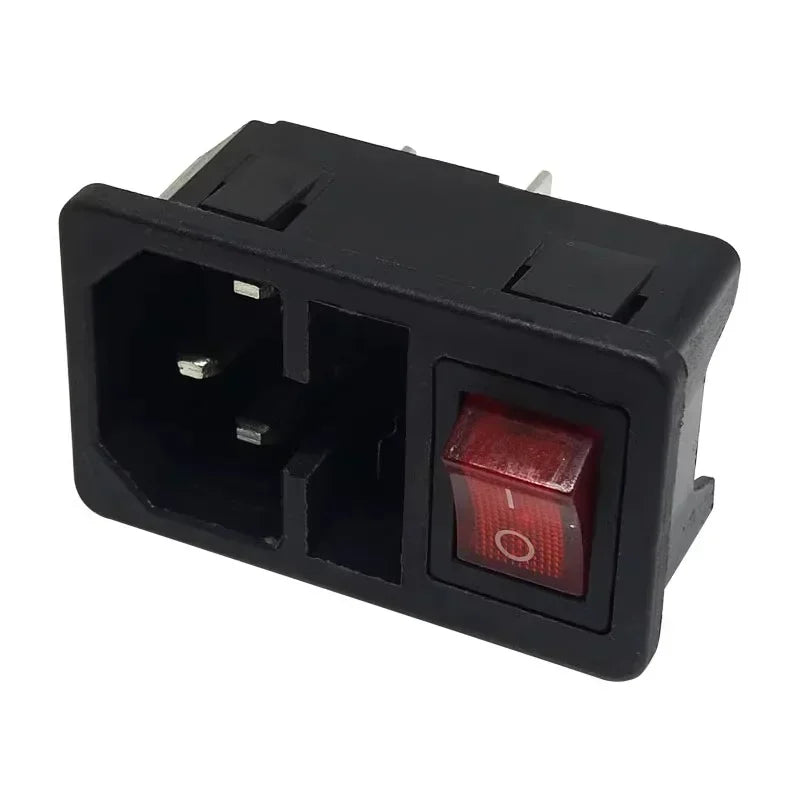 5/20Pcs AC-01 10A Fuse Rocker Switch AC Power Socket ON OFF AC Switches AC01 AC Electrical Connector with Red Lamp