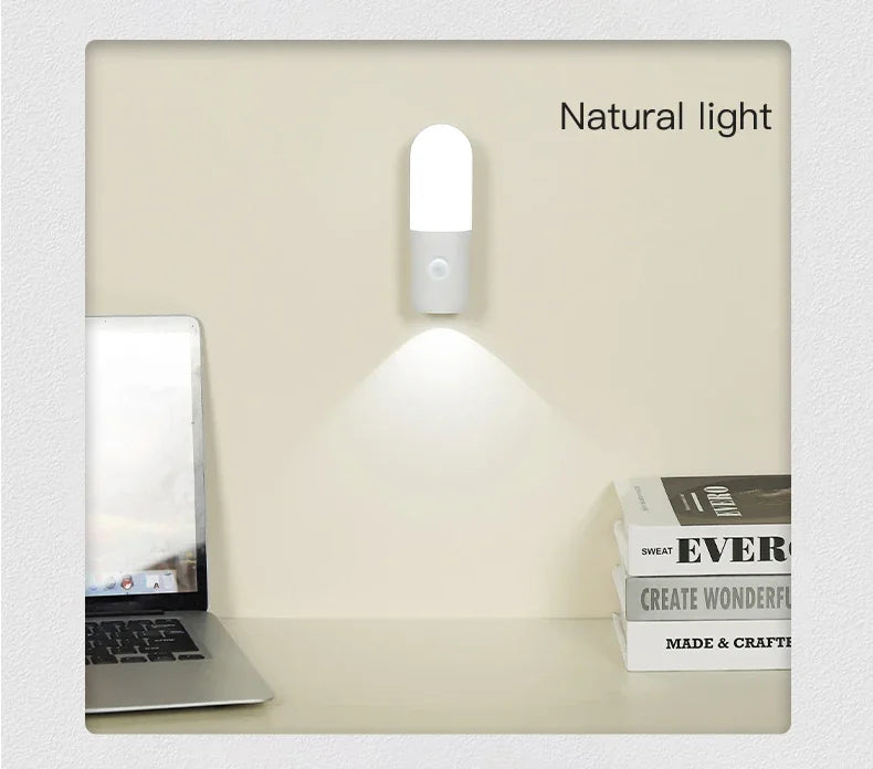 3 Colors Dimmable Spotlights 2 in 1 LED Night Light with Motion Sensor Rechargeable Magnetic Wall Lamp for Bedroom Hallway Stair