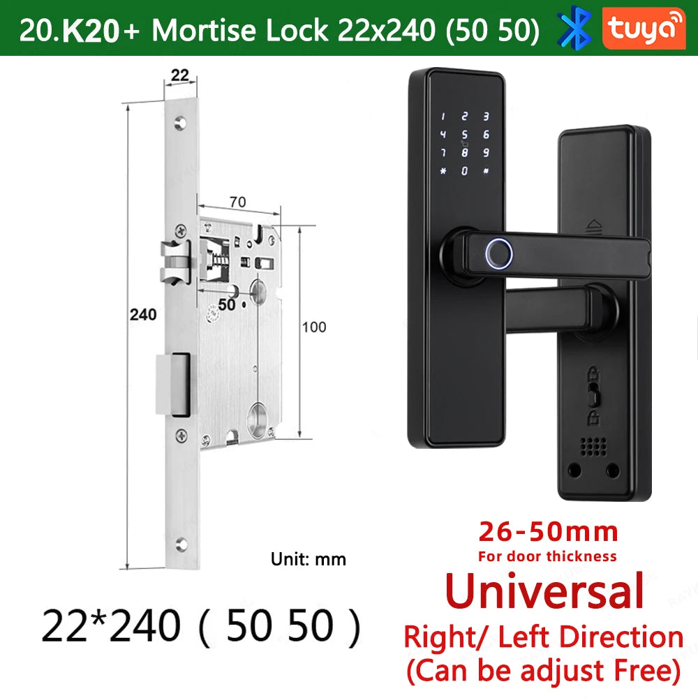 CDOK K20-Tuya Bluetooth door lock, multiple unlocking methods, suitable for office/apartment/B&B/bedroom doors