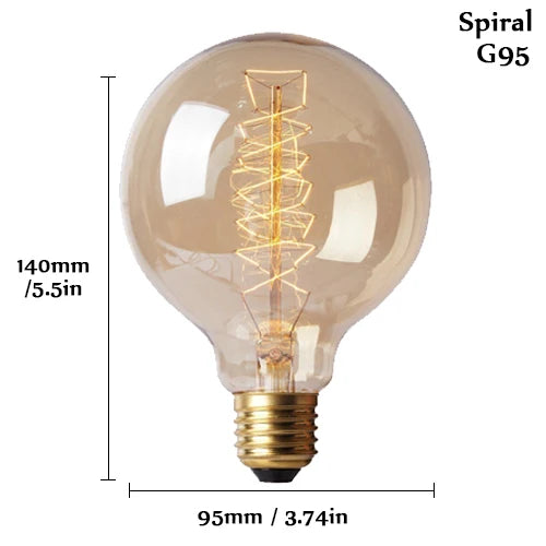 Retro Edison Bulb E27 220V 40W Light Bulb A60 ST64 T10 T45 G80 G95 Filament Vintage Ampoule Incandescent Spiral Lamp