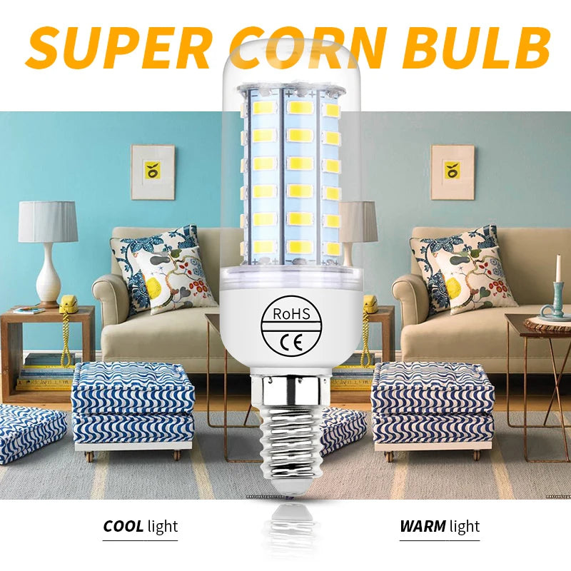 15W E27/E26 LED Corn Bulb AC220V E14 Ceiling Lamp GU10 Chandelier B22 Spotlight G9 Balcony Home Office Meeting Indoor Lighting
