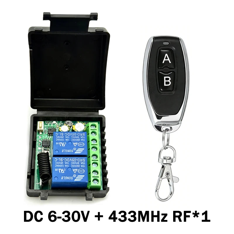433MHz RF Wireless Remote Control Switch 6-30V 85-250V 2CH Relay Receiver For Door Electromagnetic lock Motors Lighting DIY etc