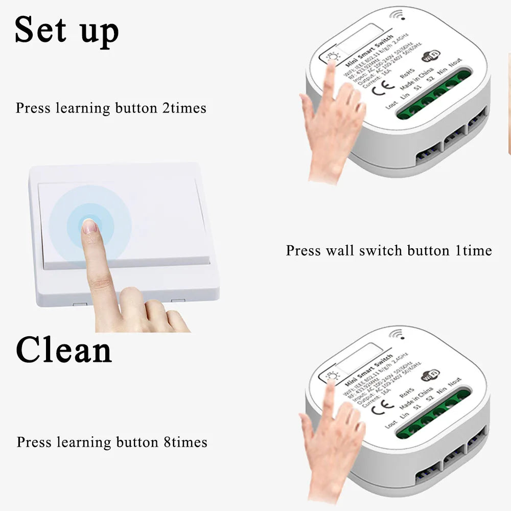 TUYA ALEXA Self-powered Wireless Wall Switch No Battery Required 86Type RF433Mhz Waterproof Switch AC110V 220V for home light
