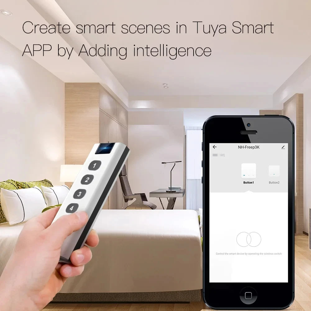 Tuya Smart Home ZigBee Remote Control 4-Channel Universal Scene Switch with 4 Buttons for Smart Life Devices