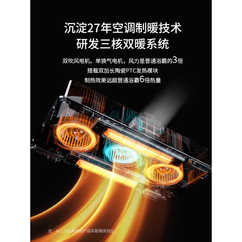220V Chigo Smart Bathroom Heater and Integrated Ceiling Lighting Exhaust Fan - Double Swing Air Ventilation System