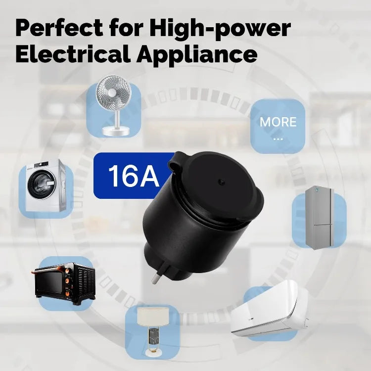 Tuya WiFi Smart Plug 16A EU Socket, Outdoor Waterproof Smart Outlet with Energy Monitor, Works Alexa Google Home