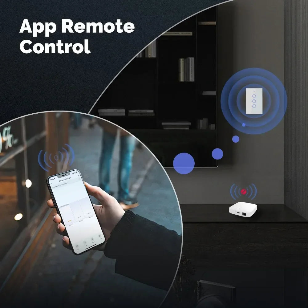 MOES Tuya ZigBee Smart Light Switch Touch Glass Panel Fireproof Neutral Wire Required Remote Control Work With Alexa Google Home