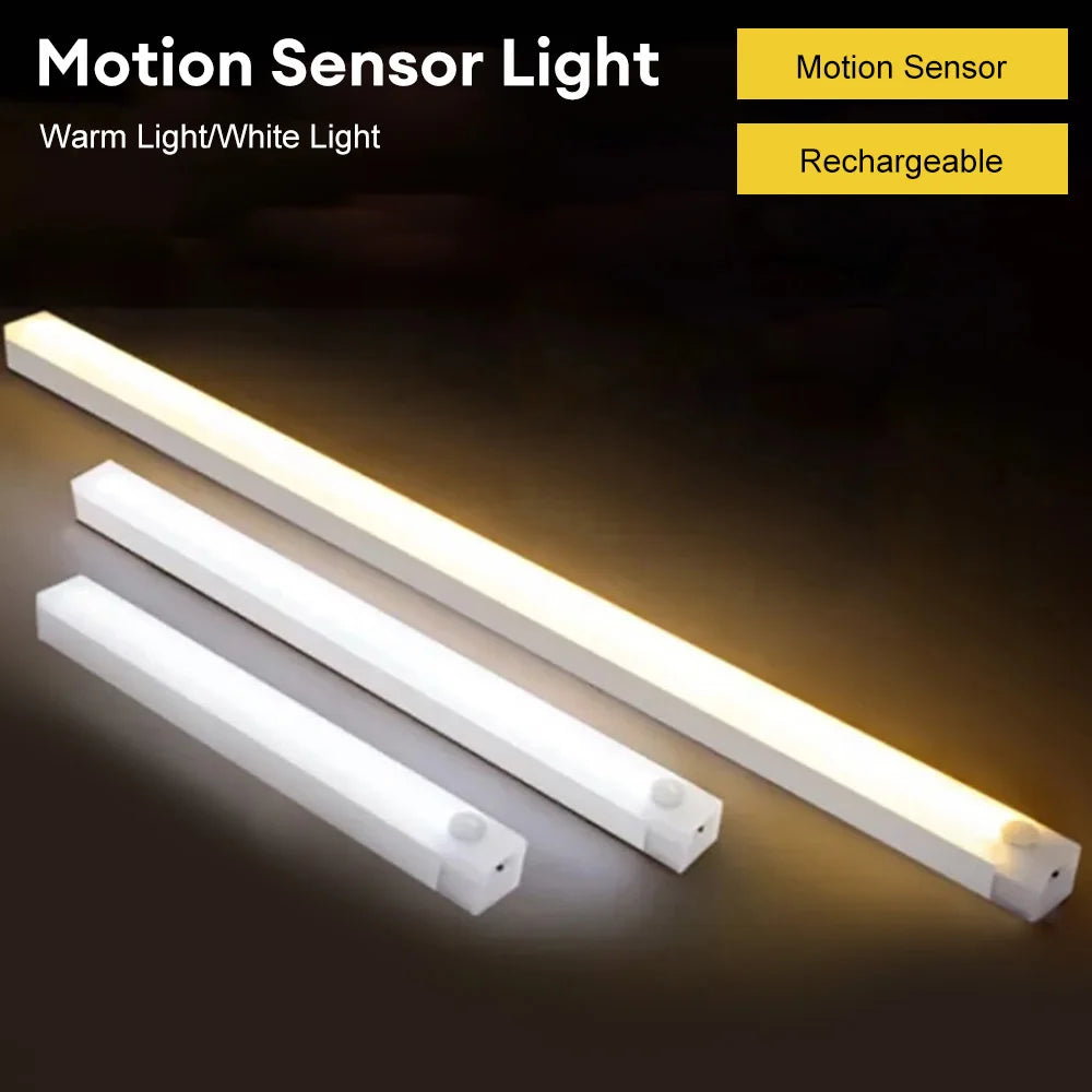 Motion Sensor Light Wireless Rechargeable LED Night Light Closet Cabinet Wardrobe Lamp Kitchen Staircase Backlight 10/20/30/50cm