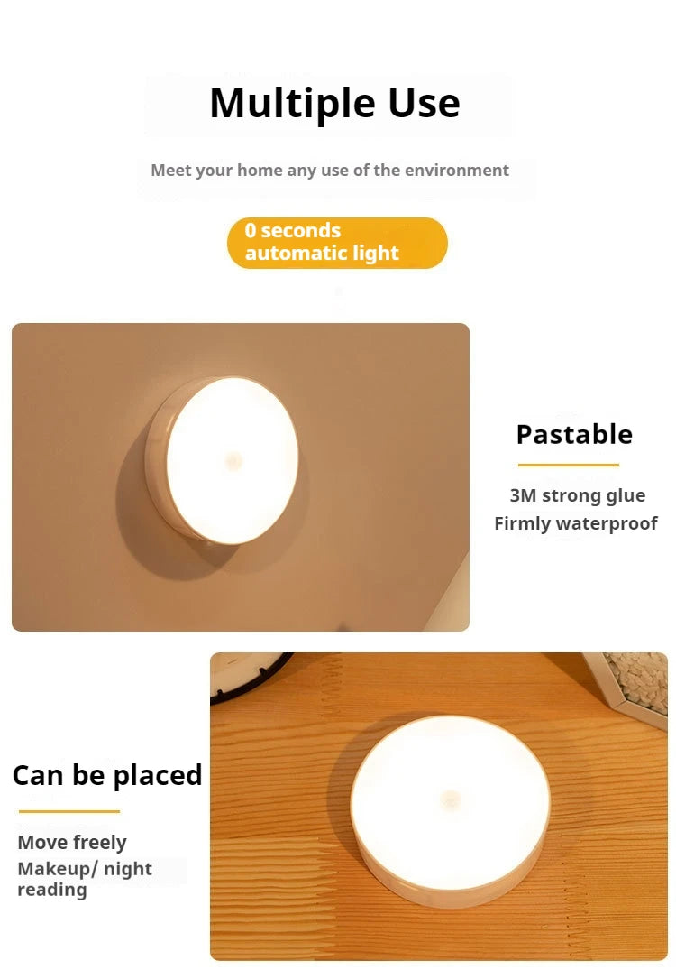 USB Rechargeable Motion Sensor Night Light LED Lamp for Kitchen Bedroom Stairs Hallway Cabinet Closet Wardrobe -Energy Efficient