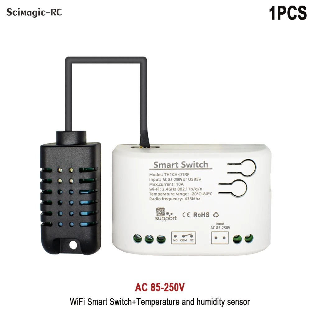 Smart Temperature Humidity Wifi Switch 10A 2000W Intelligent Monitoring Thermostat Compatible with Ewelink Alexa Google Home