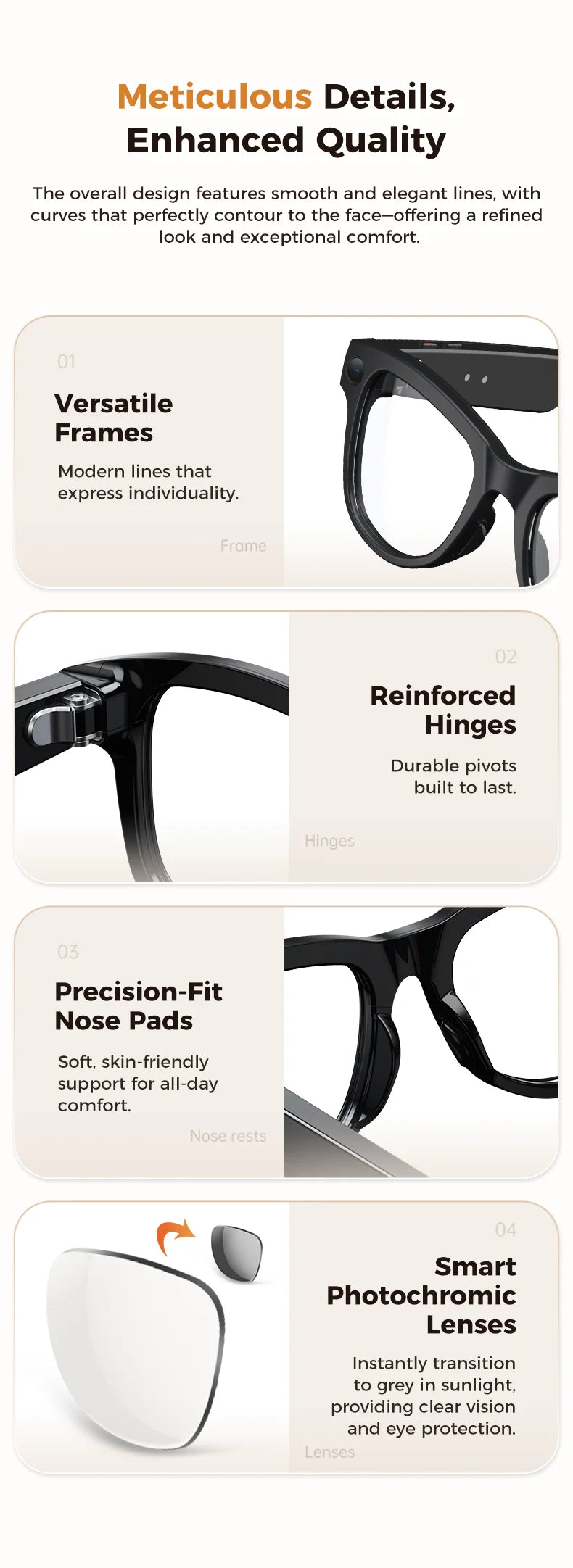 2026 New 3600mAh Large Capacity Smart Glasses 800W Pixel Anti-shake Camera 120+Language Translation Video Recording Call Glasses