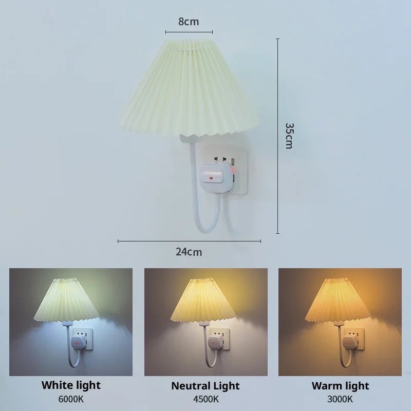 Remote Control Led Night Light Plug-in Eye Protection Sleep Soft Light Confinement Baby Feeding Wall Lamp Bedroom Bedside Lamp