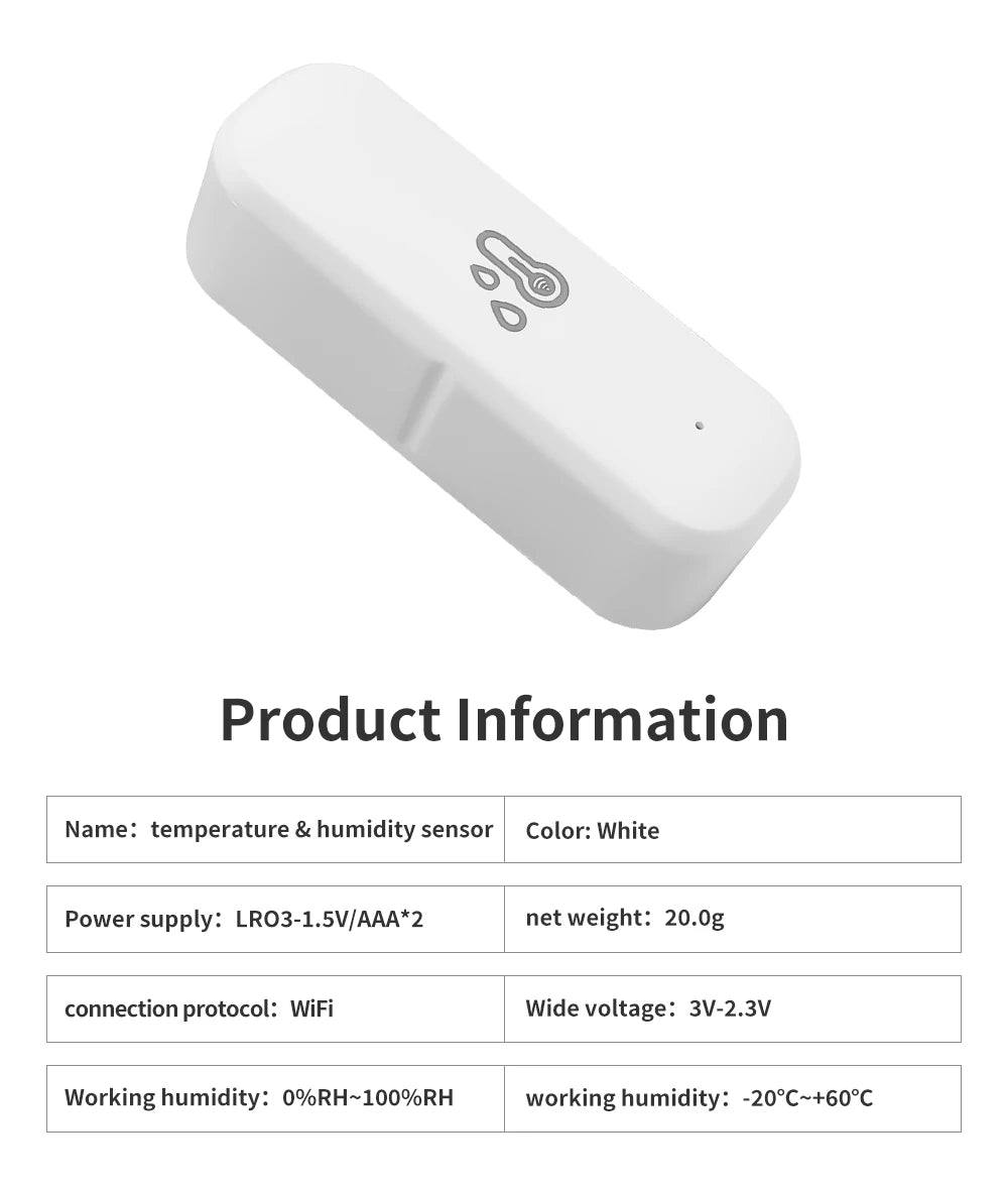 Smart Home 2.4G WIFI Temperature And Humidity Sensor Tuya APP Remote Control SmartLife Work With Alexa Google Assistant