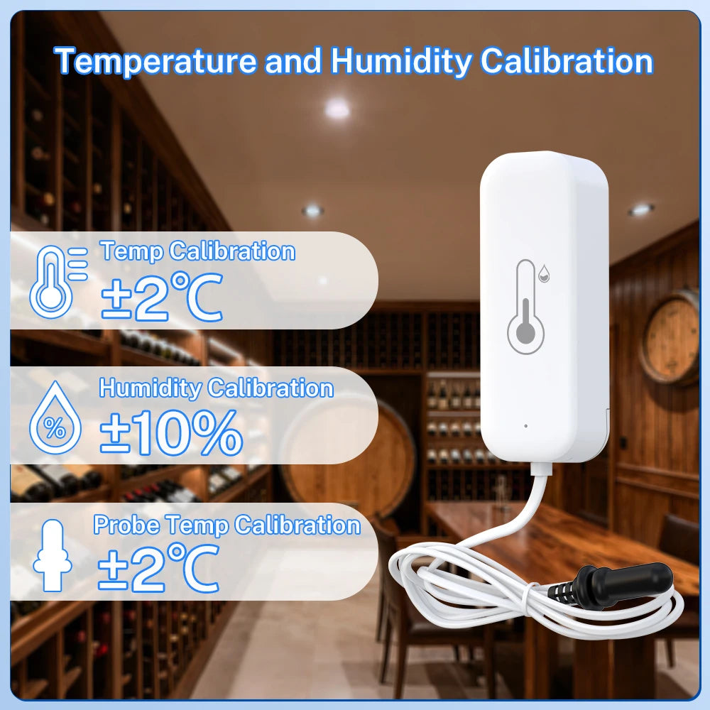 Tuya Zigbee WiFi Temperature Humidity Sensor with External Probe, Smart Home Compatible with Smart Life Google Home Alexa