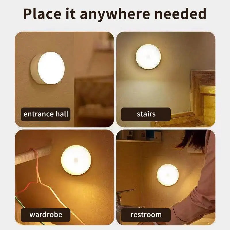 1Set Motion Sensor LED Night Light USB Rechargeable Night Lamp For Kitchen Cabinet Wardrobe Lamp Staircase Wireless Closet Light