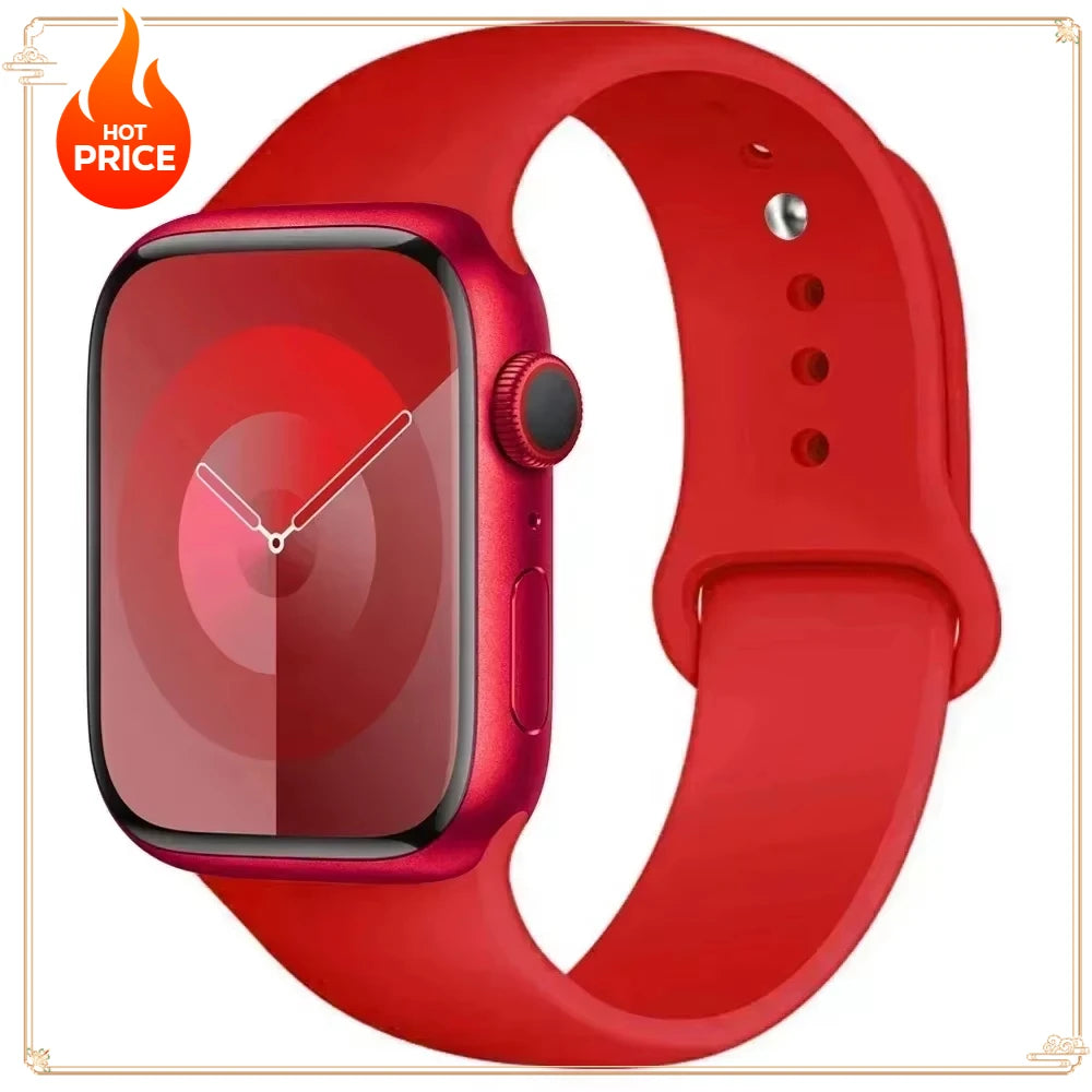 Original Silicone Strap for Apple Watch Band 38/40/41/42/44/45/46MM 49mm Bracelet for Iwatch Serie 10 9 7 4 5 6 8 SE Ultra 2 3
