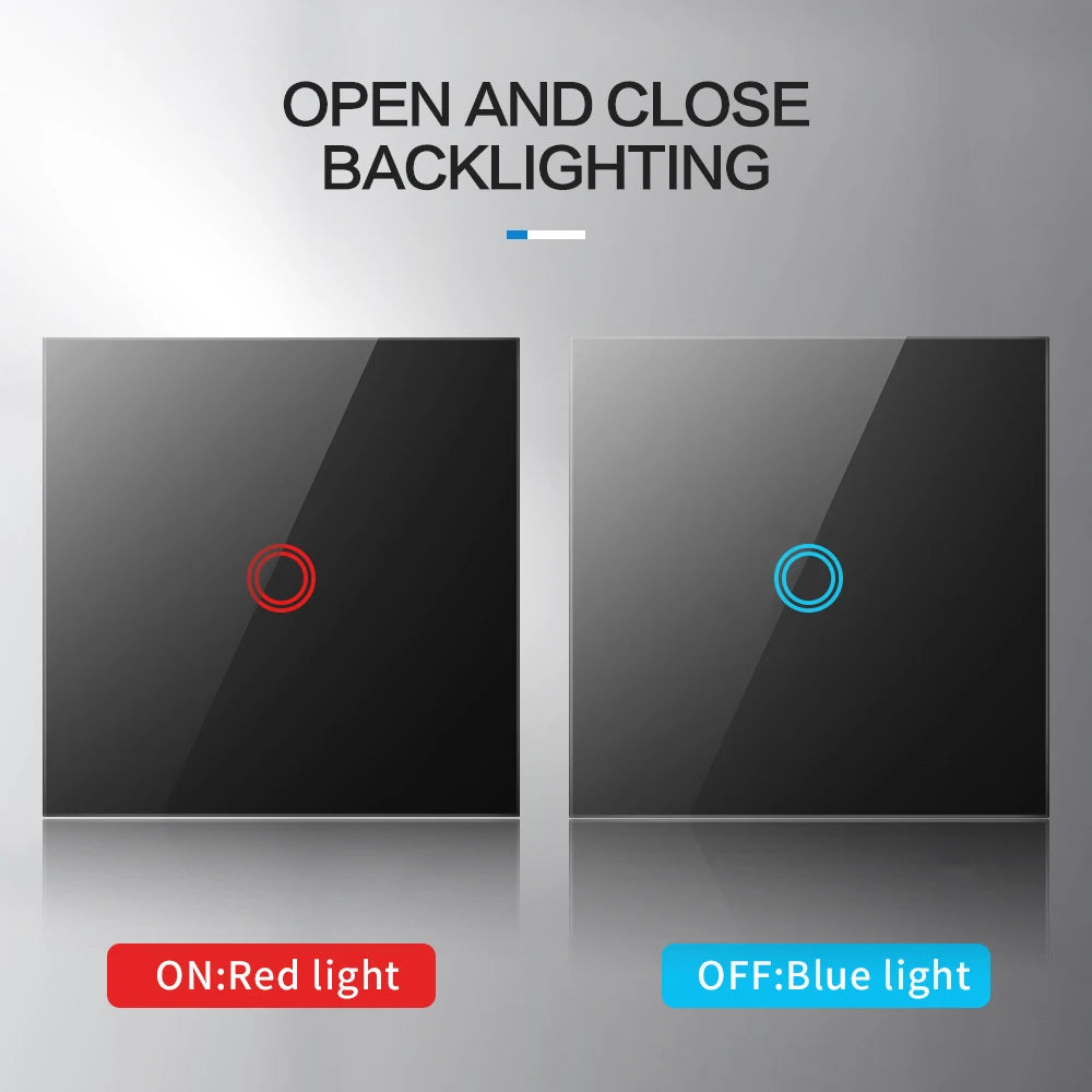 EU Touch Switch LED Crystal Glass Panel Wall Lamp Light Switch 1/2/3 Gang AC100-240V LED Sensor Switches Interruttor