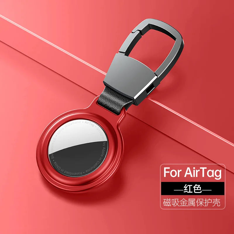 Luxury Metal Magnetic Adsorption Cover For Apple Airtag Locator Protective Sleeve Case For Air Tags Keychain Protector Bumper