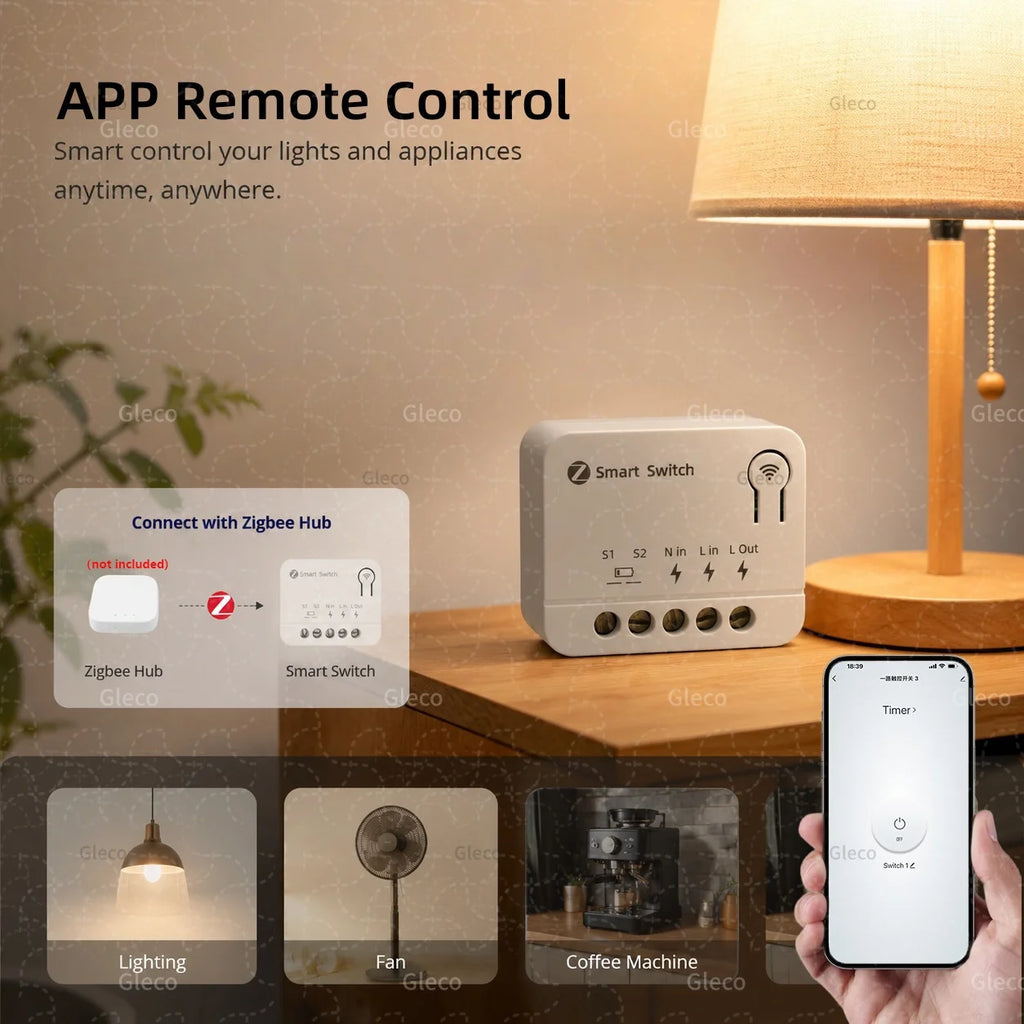 Zigbee TUYA 1/2/3Gang Mini Smart Switch Module 10A/16A DIY Relay Switches Breaker Works With Alexa Google Home Assistant 2MQTT