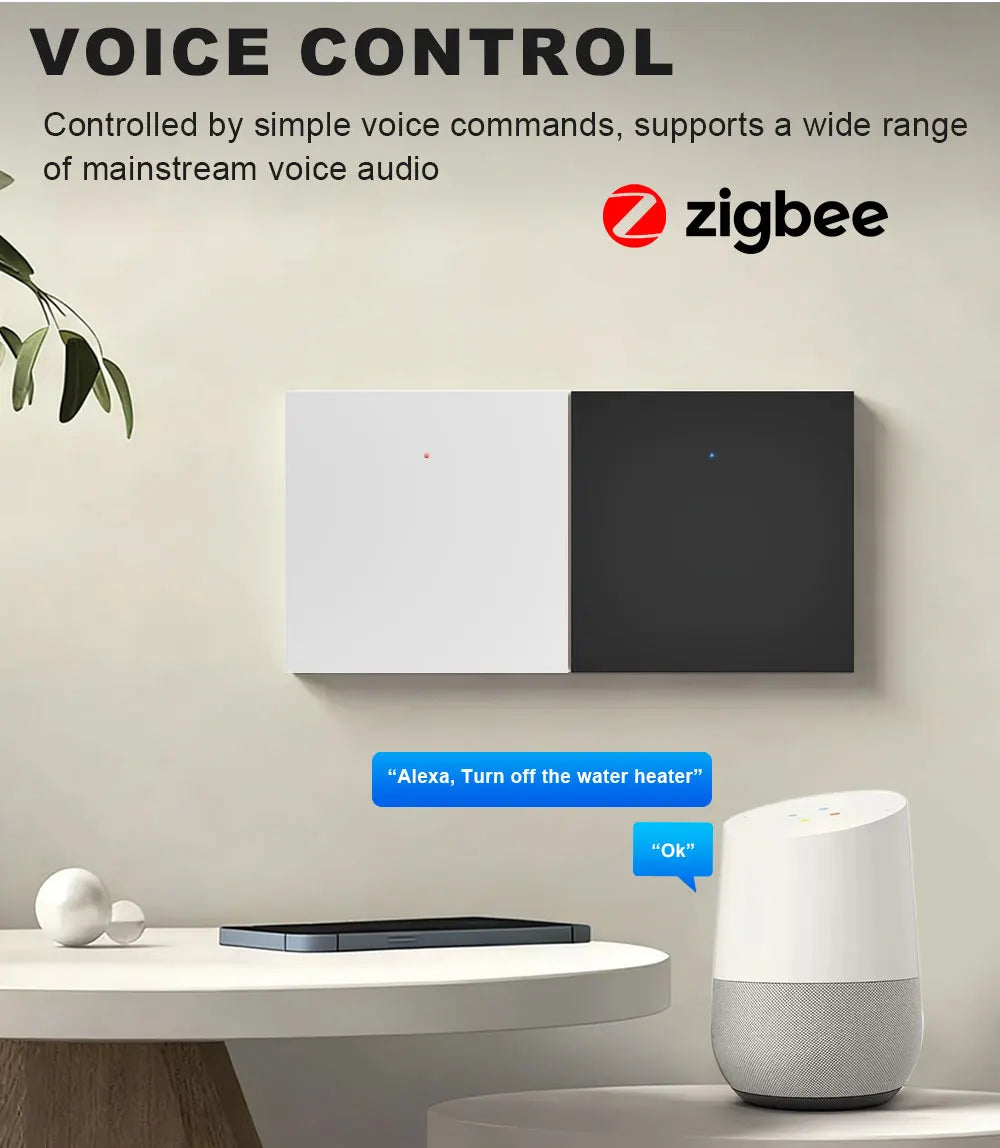 Zigbee Water Heater Large Button Switch Remote and Timer Control Tuya Smart Life App Compatible with Alexa and Google Home